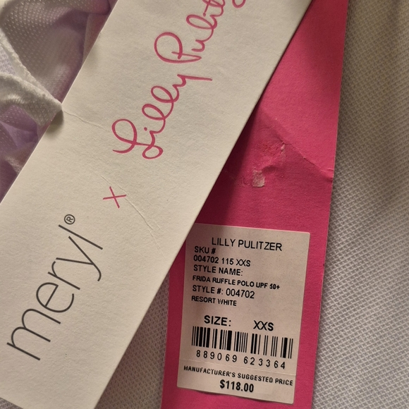 Lilly Pulitzer UPF 50+ Luxletic White Ruffled Short Sleeve Polo Top Size XXS NWT - Picture 7 of 8
